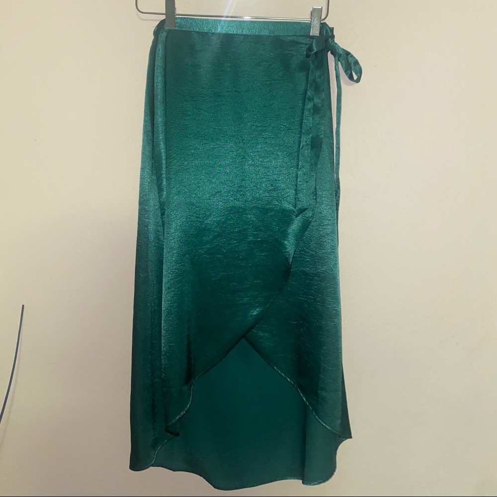Revolve Privacy Please Emerald Java Wrap Skirt Gr… - image 3